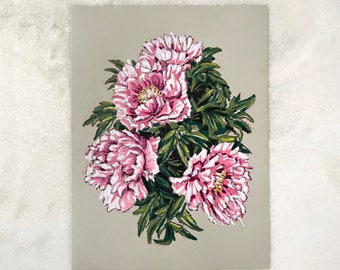 Peonies Oil Pastel Drawing