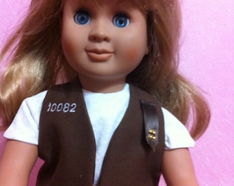 Brownie Uniform for American Girl Size Doll with brown or kakhi shorts . Vest and blouse is fully lined, has your Troop #.