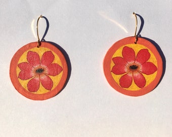 Fun Red Flower Earring