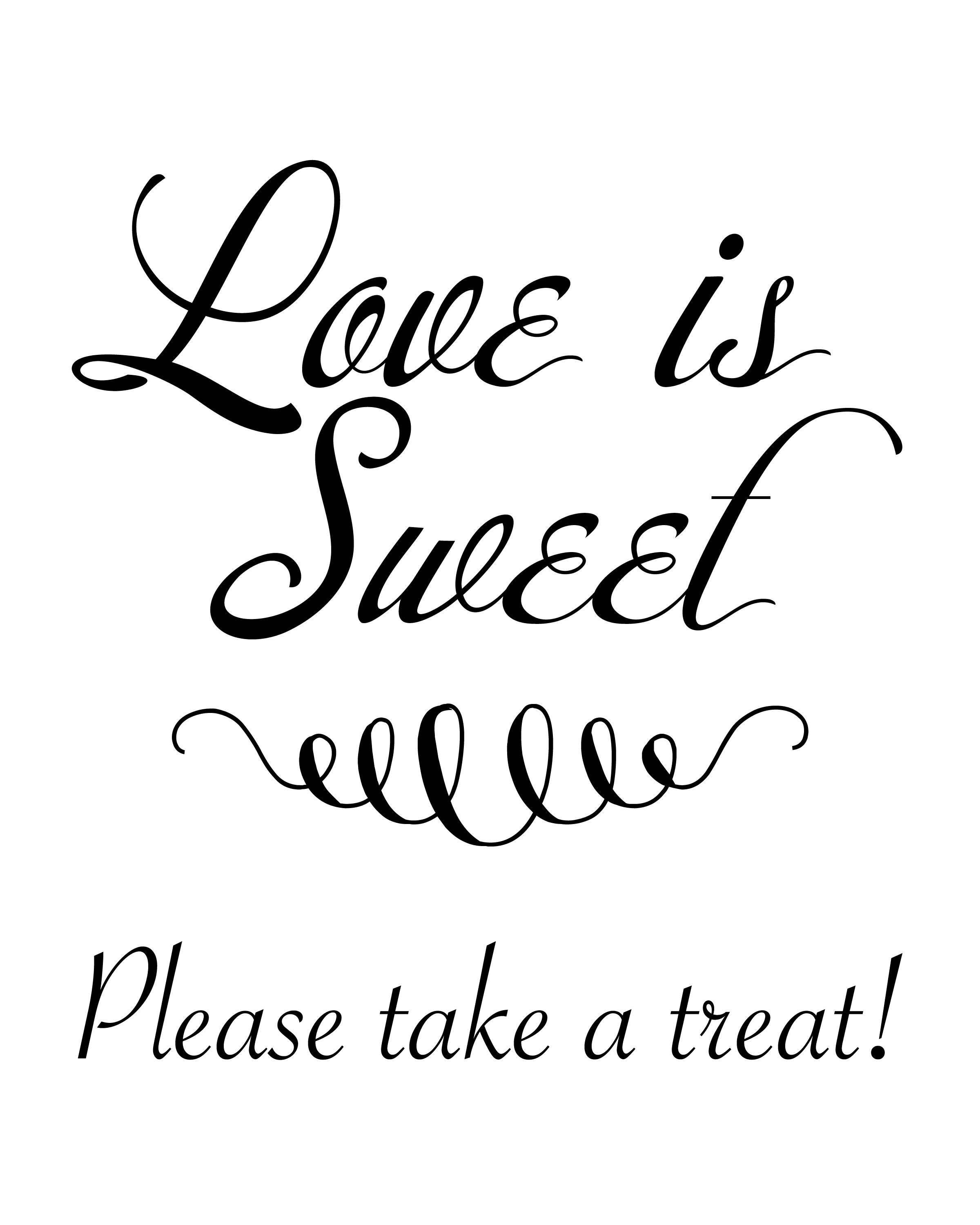Love is Sweet Please Take a Treat Downloaded Printable | Etsy
