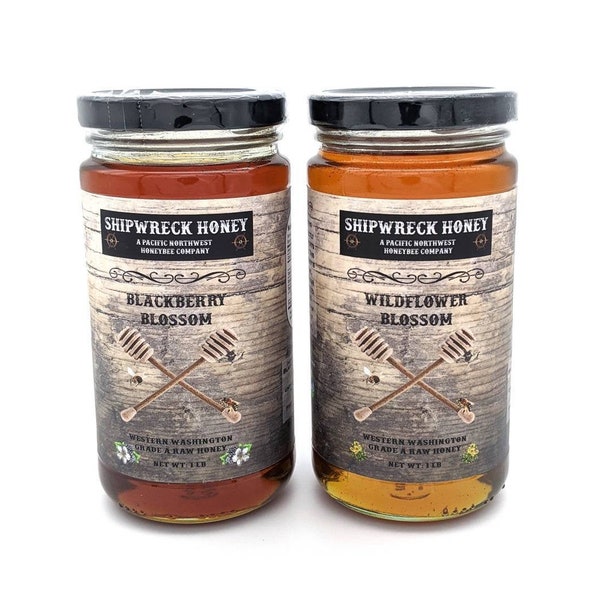 Raw Honey, Blackberry, Wildflower, 1lb Raw Honey, Beekeeper direct, Natural Honey, Western Washington, 100% Pure Honey, Sweet