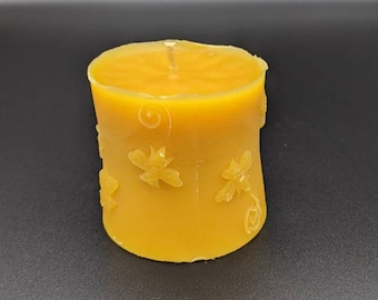 Beeswax Candles - Short Bee Pillar - 100% Pure Beeswax Candle