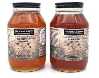 Miele grezzo, mora, fiori selvatici, barattolo da un quarto, miele naturale, Washington occidentale, miele puro al 100%, dolce