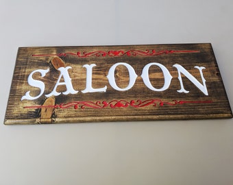 Saloon Sign, old west font, Bar decor