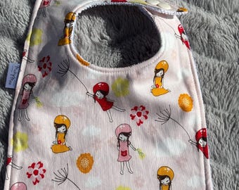 Vintage Wistful Girls Print Baby Bib – Soft Cotton Absorbent Microfiber | Vintage Bib for Babies| Baby Shower Gift