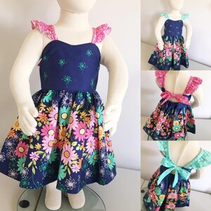 Malibu Floral dress with flutter sleeves and tie up Summer dress party dress Christmas dress