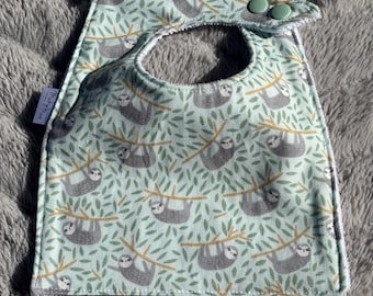 Sloth Print Baby Bib – Soft Cotton Absorbent Microfiber | Hanging Sloth Bib for Babies| Baby Shower Gift