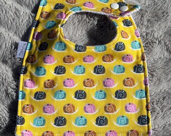 Snail Baby Bib – Soft Cotton Microfiber Bib for Newborns and Toddlers | Cute Snail Print | Absorbent and Gentle | Handmade Baby Shower Gift