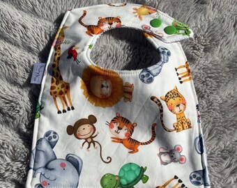 Safari Print Baby Bib – Soft Cotton Absorbent Microfiber | Safari Animals Bib for Babies| Baby Shower Gift