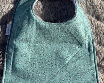 Blue Stars Baby Bib – Soft Cotton Absorbent Microfiber | Celestial Baby Bib | Handmade Baby Shower Gift | Coastal Baby Accessory