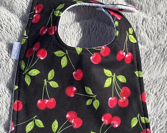 Cherry Print Baby Bib – Soft Cotton Absorbent Microfiber | Bright Cherries Bib for Babies| Baby Shower Gift