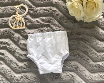 White Cotton Baby Nappy Cover: Bloomers