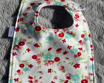 Camille Small Floral Print Baby Bib – Soft Cotton Absorbent Microfiber | Designer Floral Bib for Babies| Baby Shower Gift