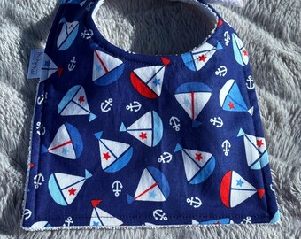 Limited Sailboat Baby Bib – Soft Cotton Absorbent Microfiber | Nautical Baby Bib | Handmade Baby Shower Gift | Coastal Baby Accessory