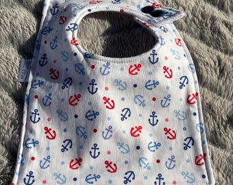 Boat Anchors Baby Bib – Soft Cotton Absorbent Microfiber | Nautical Baby Bib | Handmade Baby Shower Gift | Coastal Baby Accessory