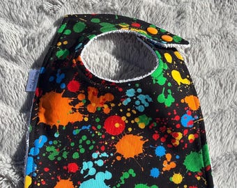 Paint Splotches Baby Bib – Soft Cotton Microfiber Bib for Newborns and Toddlers | Absorbent and Gentle | Handmade Baby Shower Gift