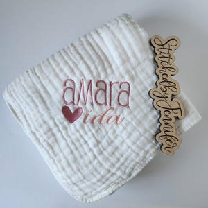 Personalized Embroidered Cotton Muslin Baby Blanket