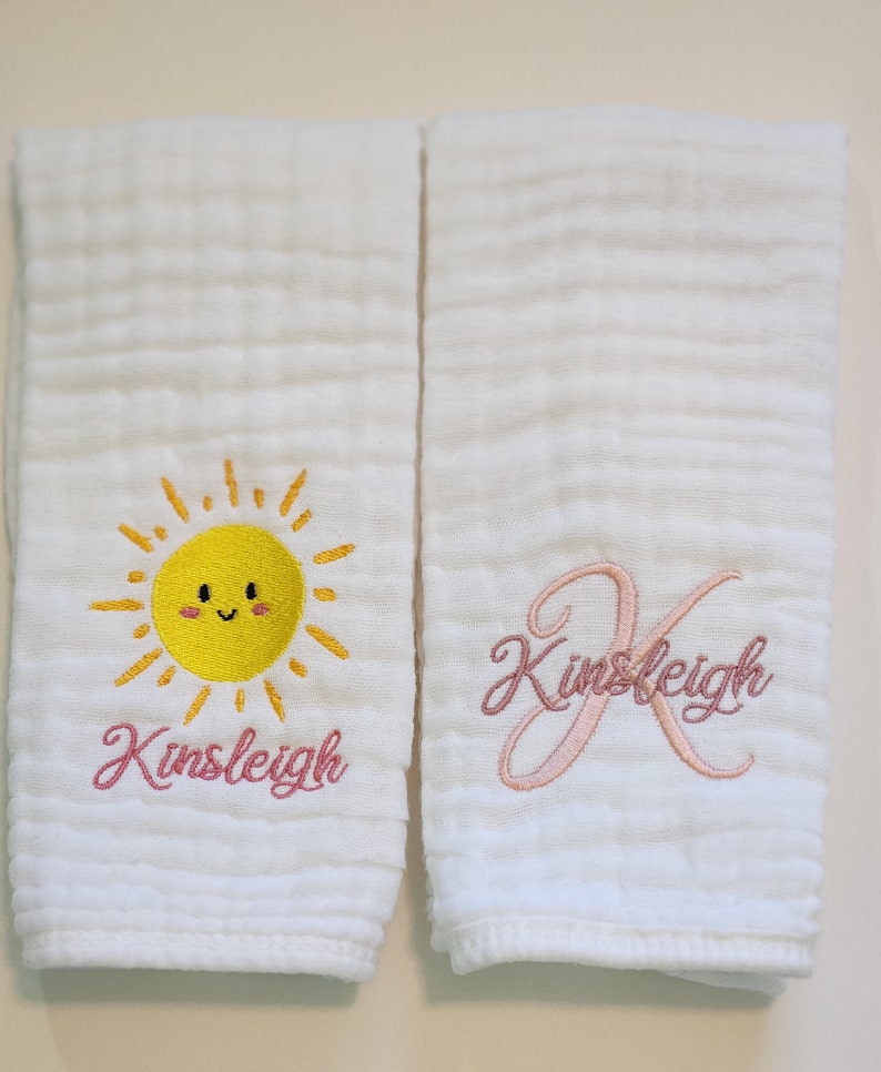 Personalized Baby Burp Cloths Monogram Embroidered Baby Etsy