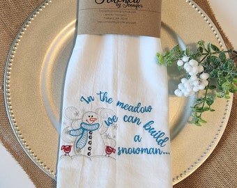 ❤︎ Winter Wonderland Snowman Kitchen Towel, Flour Sack Towel