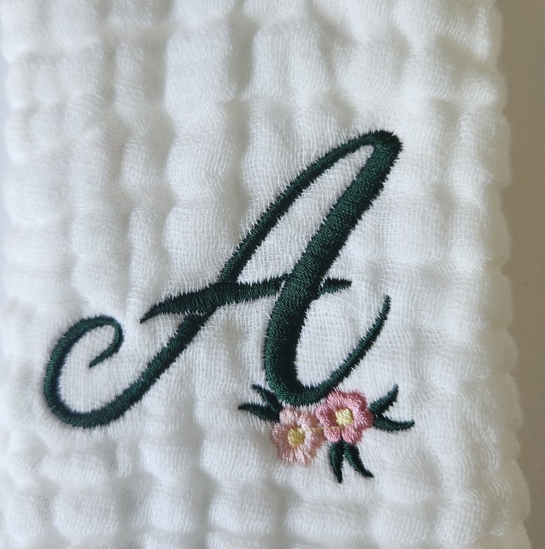 Baby Girl Highland Cow Personalized Baby Burp Cloths, Monogram, Embroidered, Baby Girl, Single or Set of 2 image 6