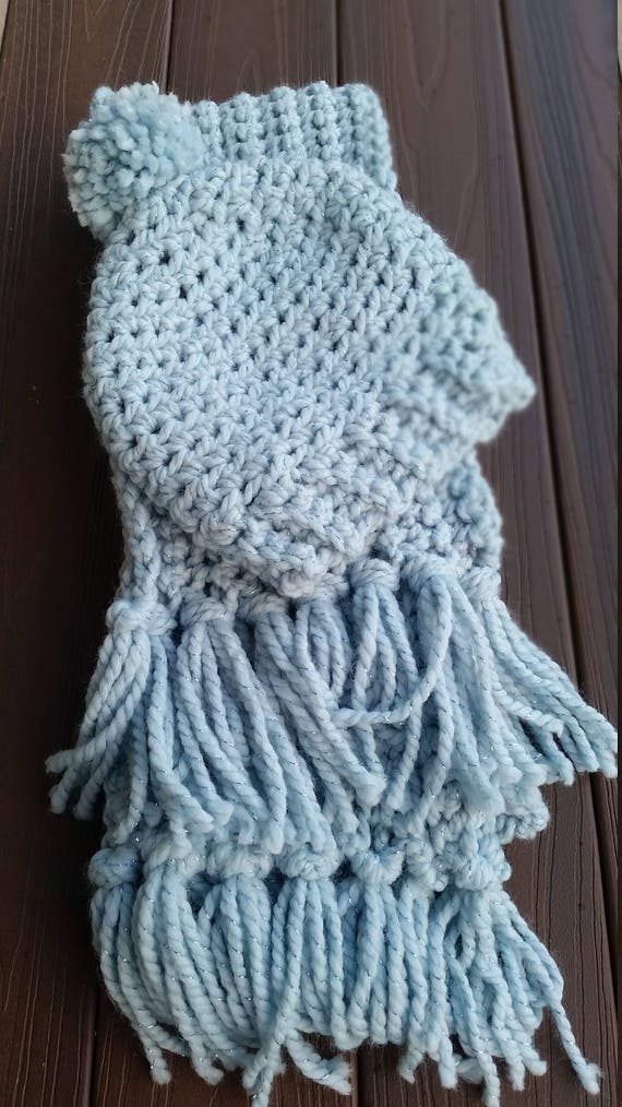 blue hat and scarf