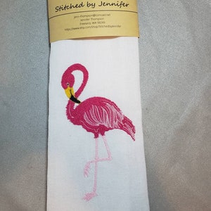 Flamingo Kitchen Towel, Flour Sack Towel, Embroidered Kitchen Towel, Tea TowelHigh quality, tightly woven 100 % cotton.