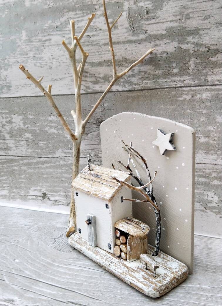 In the Bleak Midwinter Christmas Cottage Driftwood House | Etsy