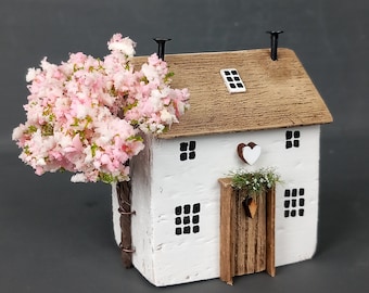 Blossom Tree Cottage.  Driftwood House. Spring Decor. Mothers Day Gift. Made to order