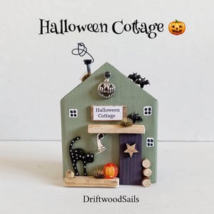 Halloween Cottage, Driftwood Cottage, Wooden House, Fall Decor, Autumn Decoration, Pumpkin