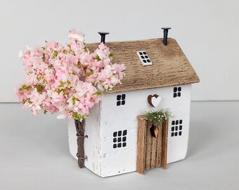 Blossom Tree Cottage.  Driftwood House. Spring Decor. Mothers Day Gift. Made to order