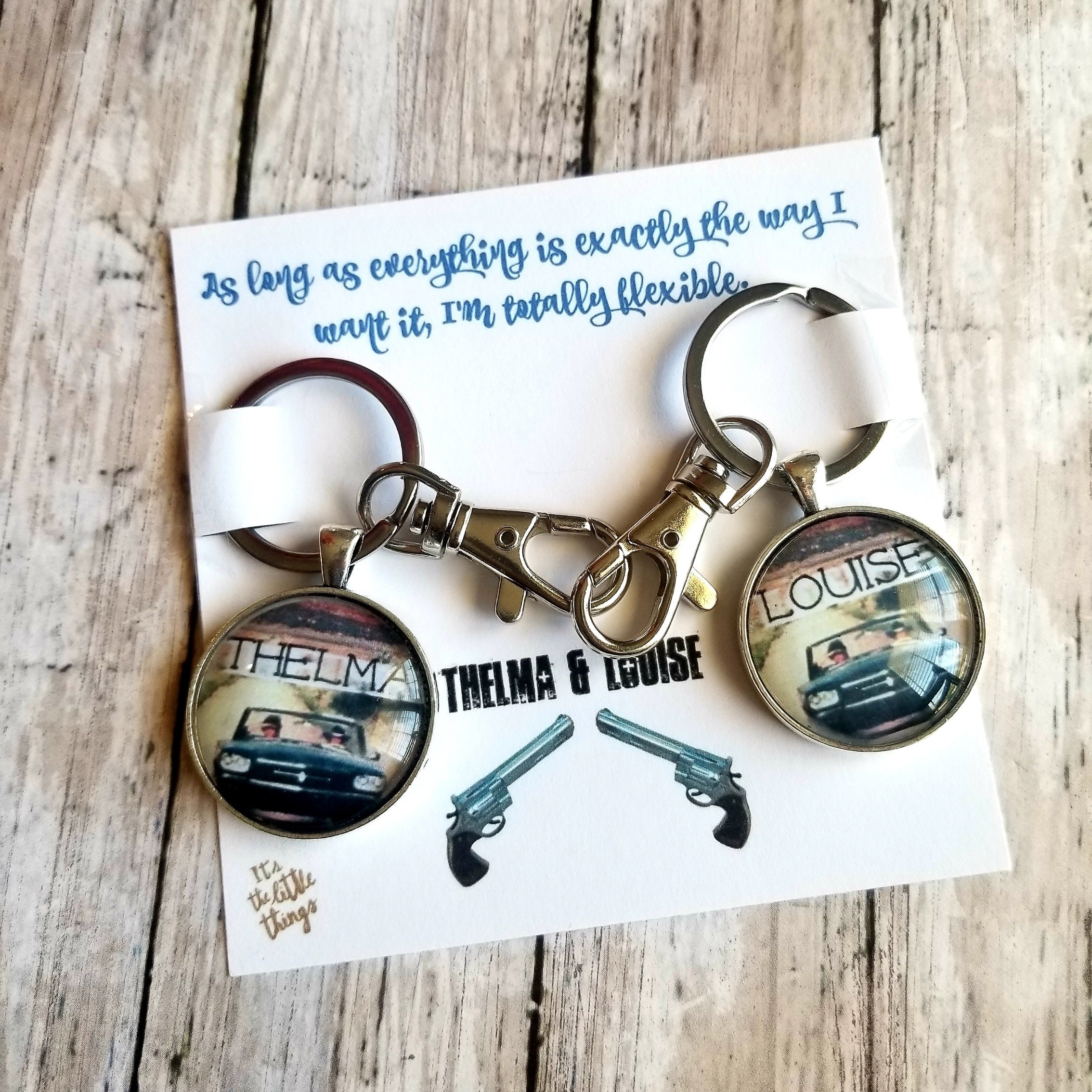 Thelma and Louise Accessories Bag Charm/Keychain Gift Set for Best Friends  or Partners in Crime