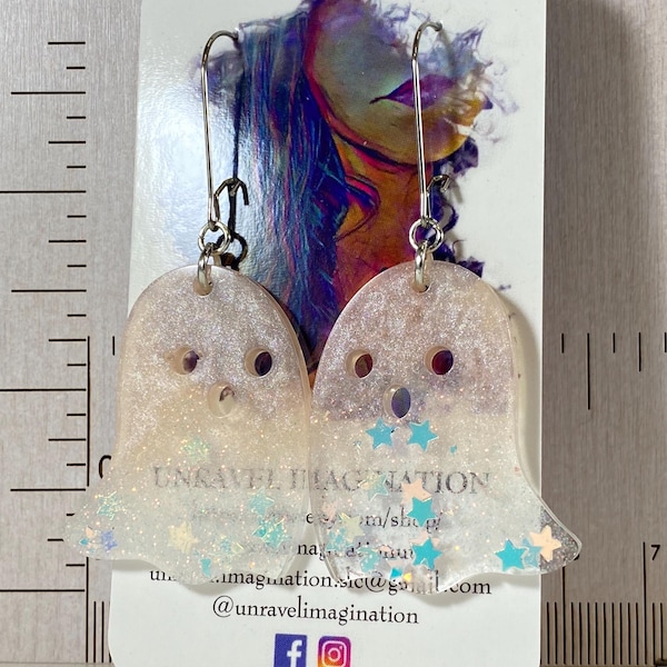 Pink Pearlescent Ghost Earrings – Resin Dangles