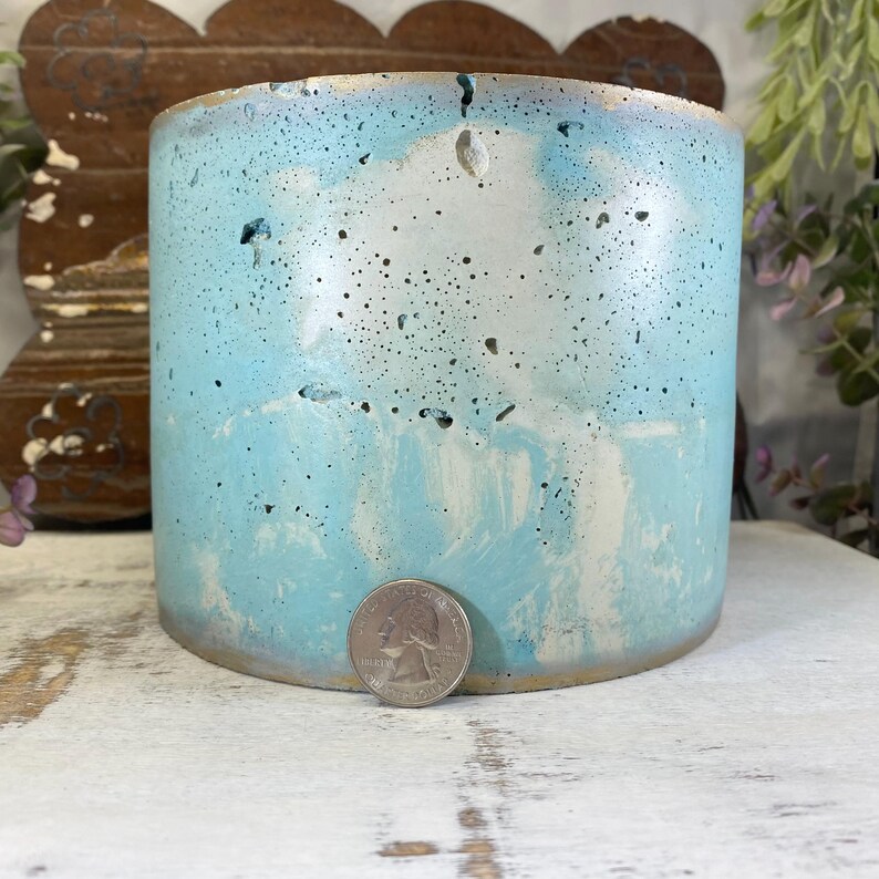 Large Cement Planter Blue Modern Indoor Flower Pot - Etsy