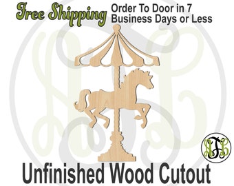 unfinished wooden carousel horses