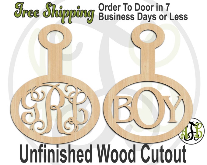 Rattle Girl or Boy Monogram- 30007M3- Personalized Cutout, Initial, unfinished, wood cutout, laser cut wood, wood cut out, wooden, wall art