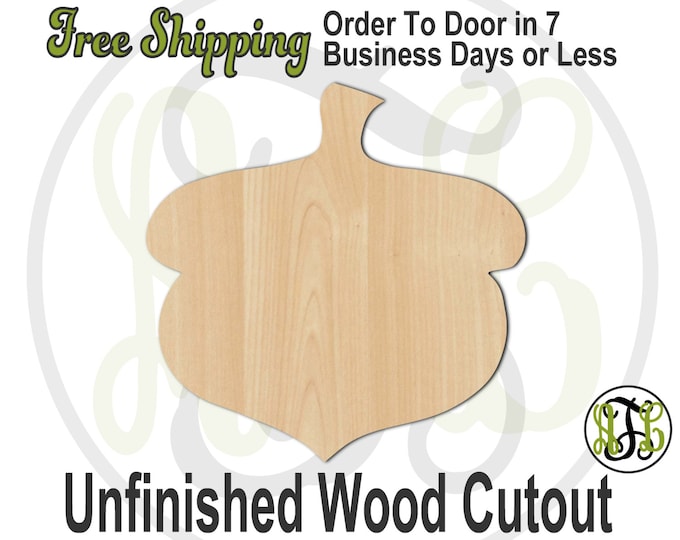 Acorn - 220003- Fall Cutout, unfinished, wood cutout, wood craft, laser cut shape, wood cut out, Door Hanger, wooden, blank
