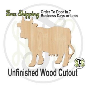 Cow - No. 230044- Farm Cutout, unfinished, wood cutout, wood craft, laser cut shape, wood cut out, Door Hanger, wooden, blank