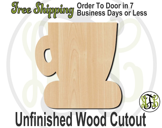 Coffee Cup - 70010- Cutout, unfinished, wood cutout, wood craft, laser cut shape, wood cut out, Door Hanger, wooden, ready to paint