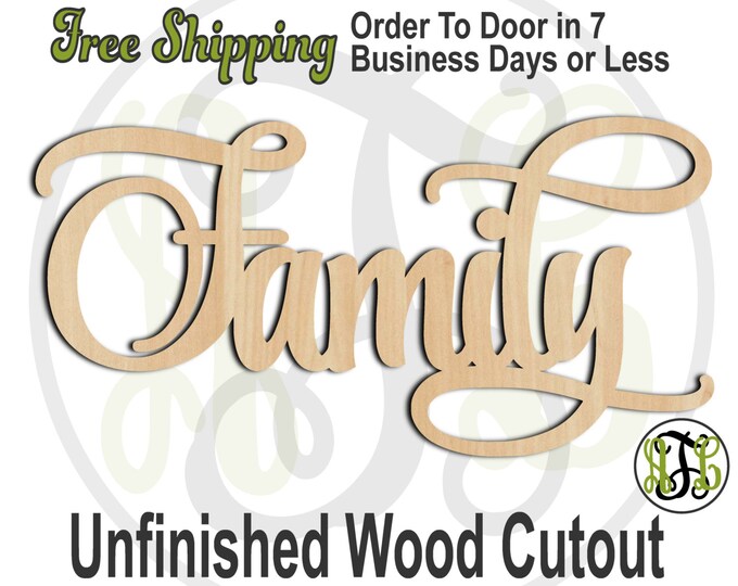 Family - 320004- Christmas Cutout, unfinished, wood cutout, wood craft, laser cut wood, wood cut out, Door Hanger, wooden sign, wall art