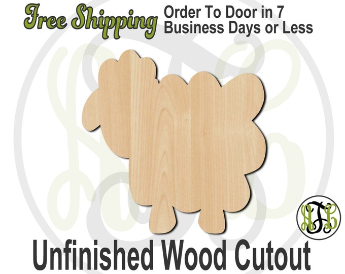 Sheep - 230021- Cutout, unfinished, wood cutout, wood craft, laser cut shape, wood cut out, Door Hanger, wooden, wreath accent
