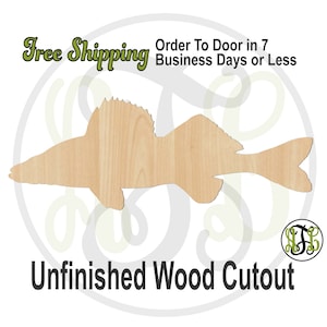 Walleye Fish - 230169- Fish Cutout, unfinished, wood cutout, wood craft, laser cut, Door Hanger, wood cut out, wooden, Fishing, Outdoors