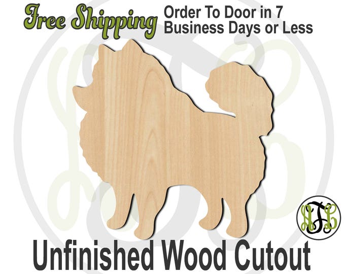 Pomeranian - 230086- Animal Cutout, unfinished, wood cutout, wood craft, laser cut shape, wood cut out, Door Hanger, Dog, wooden, blank