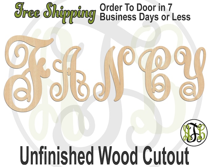 Fancy Unfinished Wood Letters, 410014 A-Z, Free Shipping, Fancy Monogram, Wood Craft, laser cut wood, wooden, wall, DIY, Wedding, Nursery