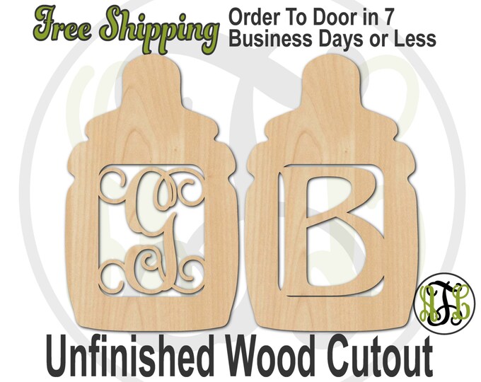 Bottle Girl or Boy Monogram- 30008M1- Personalized Cutout, Initial, unfinished, wood cutout, laser cut wood, wood cut out, wooden, wall art
