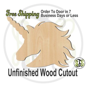 Unicorn - 230054- Animal Cutout, unfinished, wood cutout, wood craft, laser cut shape, wood cut out, Door Hanger, Fairy Tale, wooden, blank