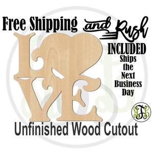 Love Stacked - 110019- Valentine Cutout, unfinished, wood cutout,  laser wood cutout, Door Hanger, wall art - RUSH PRODUCTION
