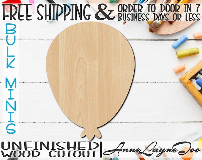 Balloon, 2" to 6" Minis, Small Wood Cutout, unfinished, wood cutout, wood craft, laser cut shape, wood cut out, ornament -300049