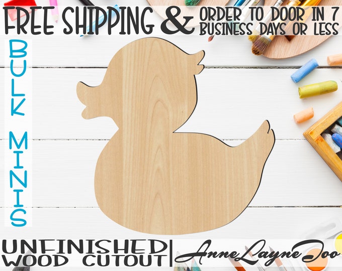 Duck- 2" to 6" Minis, Small Wood Cutout, unfinished, wood cutout, wood craft, laser cut shape, wood cut out, ornament -230023