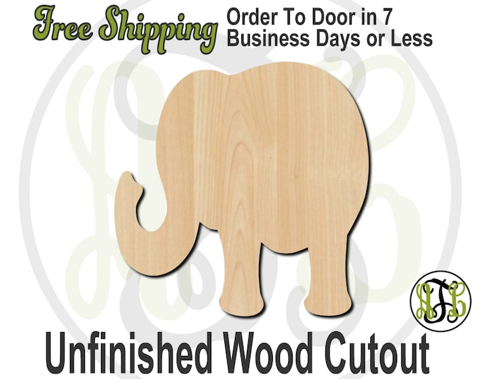 Elephant 1 - 230003- Cutout, unfinished, wood cutout, wood craft, laser cut shape, wood cut out, Door Hanger, wooden, wreath accent