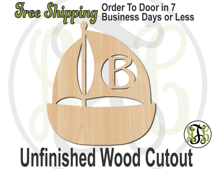 Sailboat Monogram - 50014M1- Personalized Cutout, Initial, unfinished, wood cutout, wood craft, laser cut, wood cut out, wooden